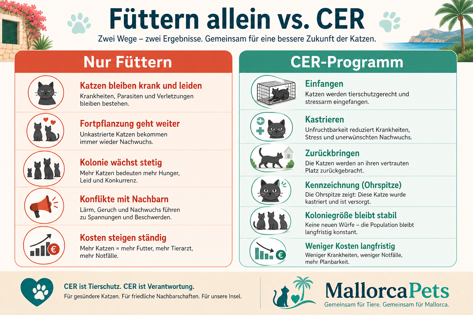 Infografik: Füttern allein vs. CER-Programm