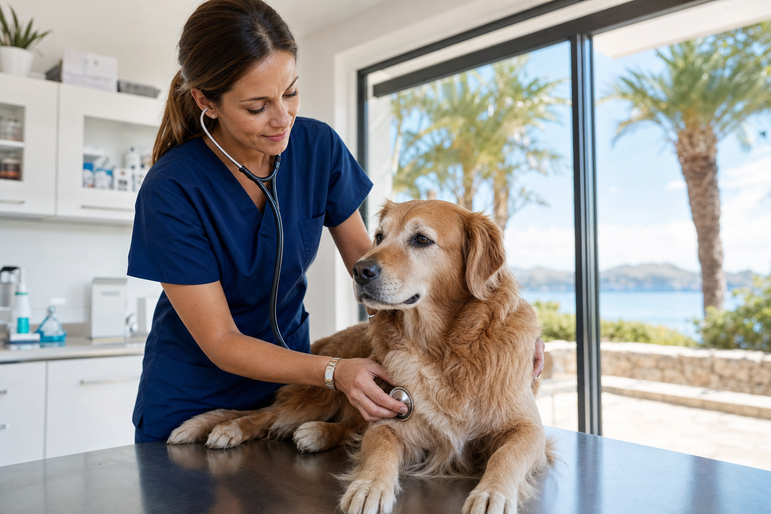 Tierärztin berät Hundehalterin zur Reisevorsorge vor Mallorca-Urlaub
